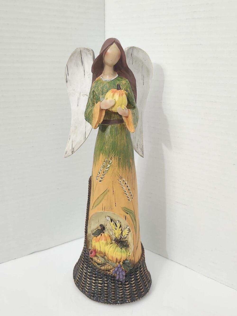 Valerie Parr Hill Harvest Angel Figurine Pumpkin Wheat Statue